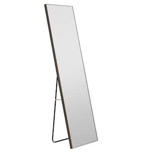 23 in. W x 65 in. H Rectangular Solid Wood Frame Full Body Gray Mirror