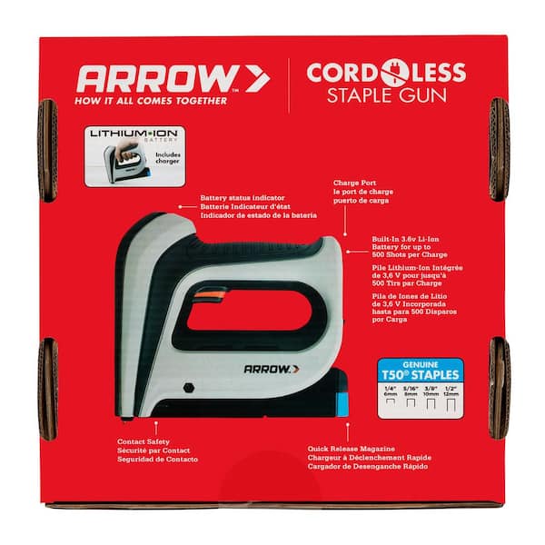 Arrow DIY Electric Staple Gun with 3750-Pack 1/4 in., 5/16in., 3/8in. & 1/2  in. T50 Staples 843631130766 - The Home Depot