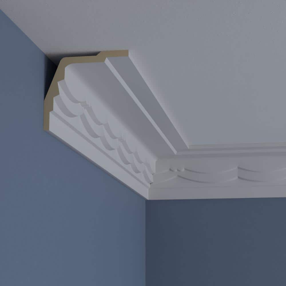 Primed Geometric Urethane Crown Moulding Sample, 12-inch