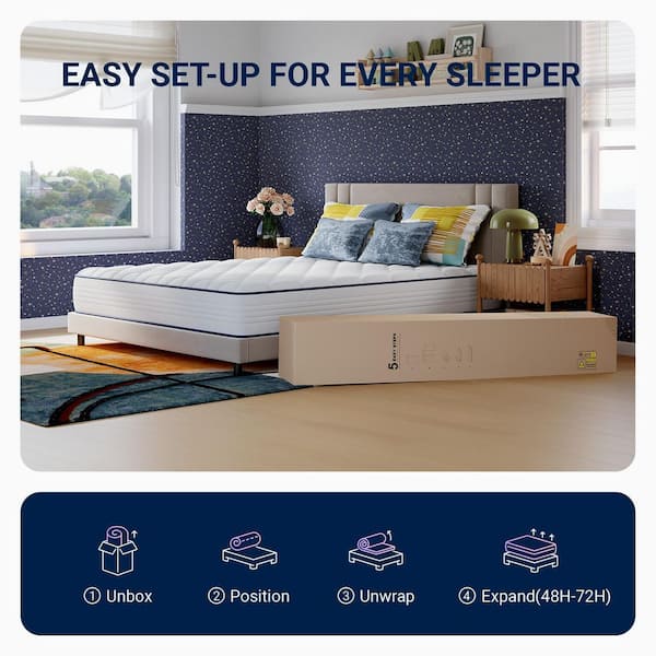 Novilla Cozy Twin Medium Firm Hybrid Mattress, 8 in. in a Box with