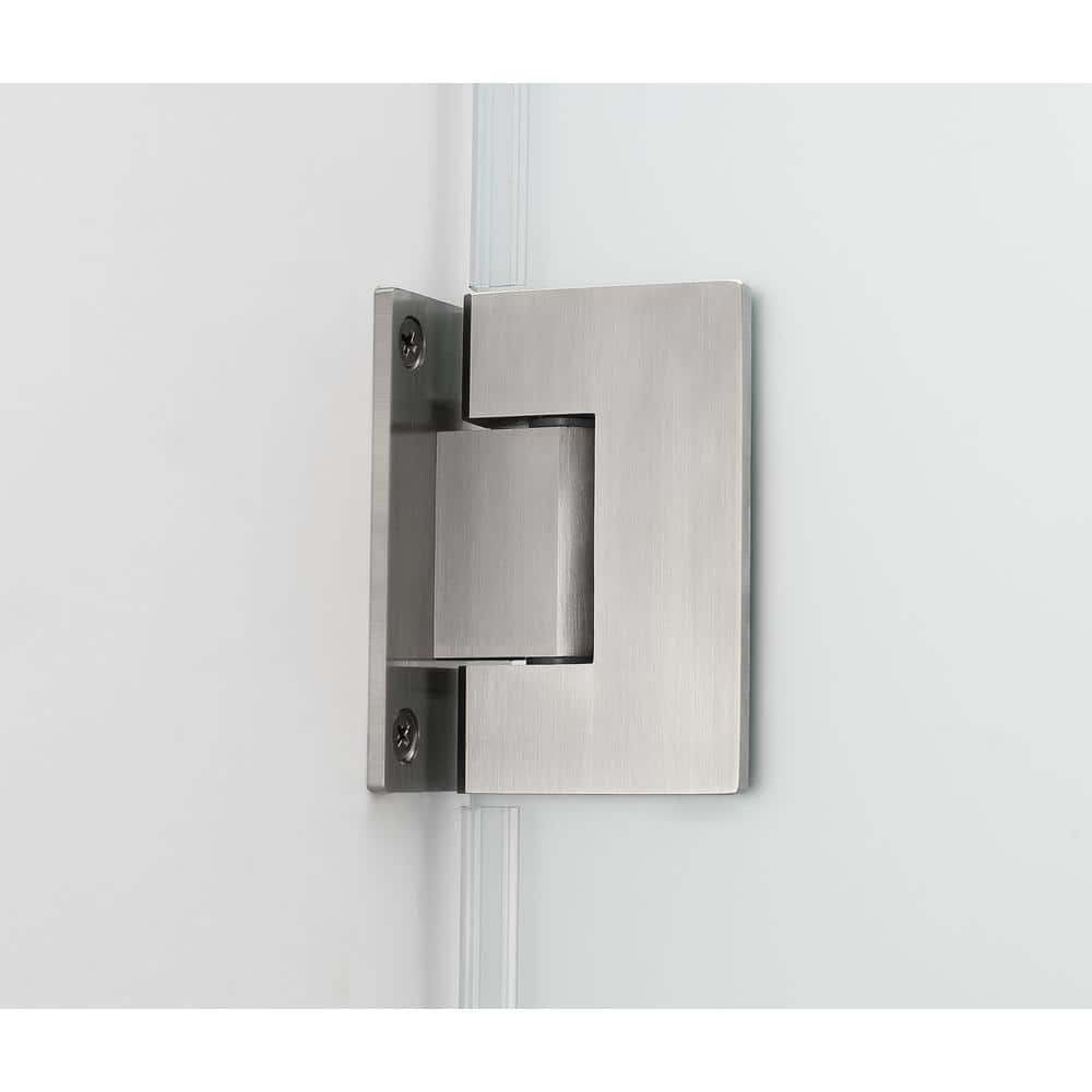 Kinkade XL 80" High Stainless Steel Frameless Hinged Shower Door with Frosted Glass