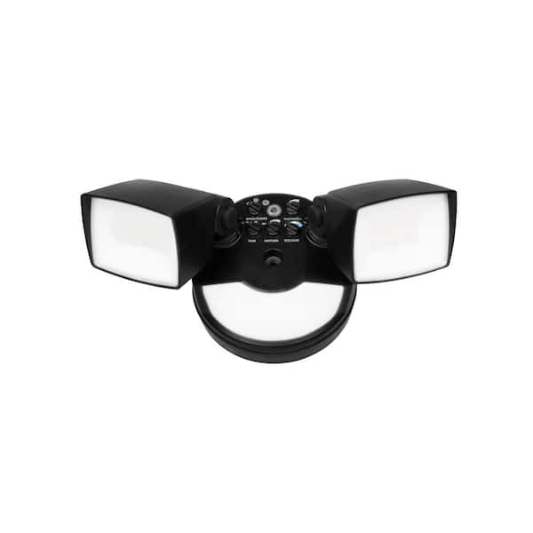 OLS1 200 Watt Equivalent 3352 Lumens Black Motion Sensing Integrated LED Flood Light with Night Light