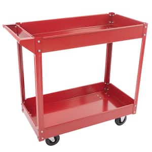 16.25 in. 2-Shelf Red Steel Tool Cart