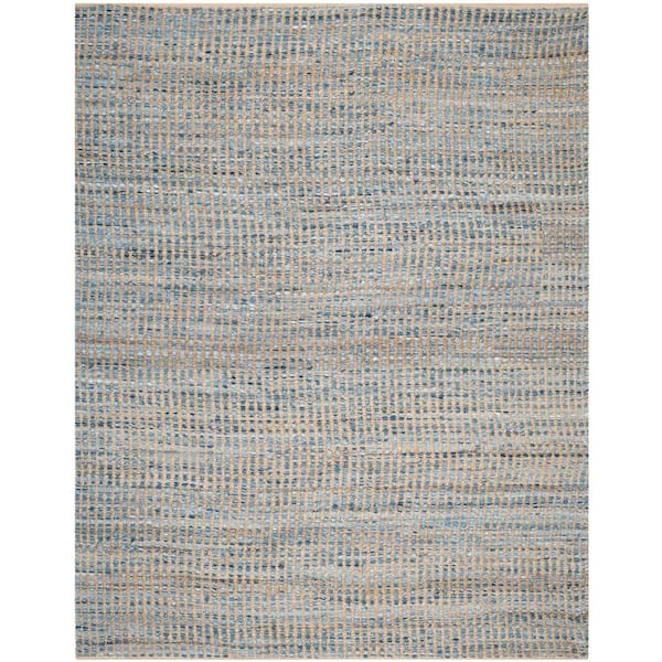 SAFAVIEH Cape Cod Natural/Blue 8 ft. x 10 ft. Striped Distressed Area Rug