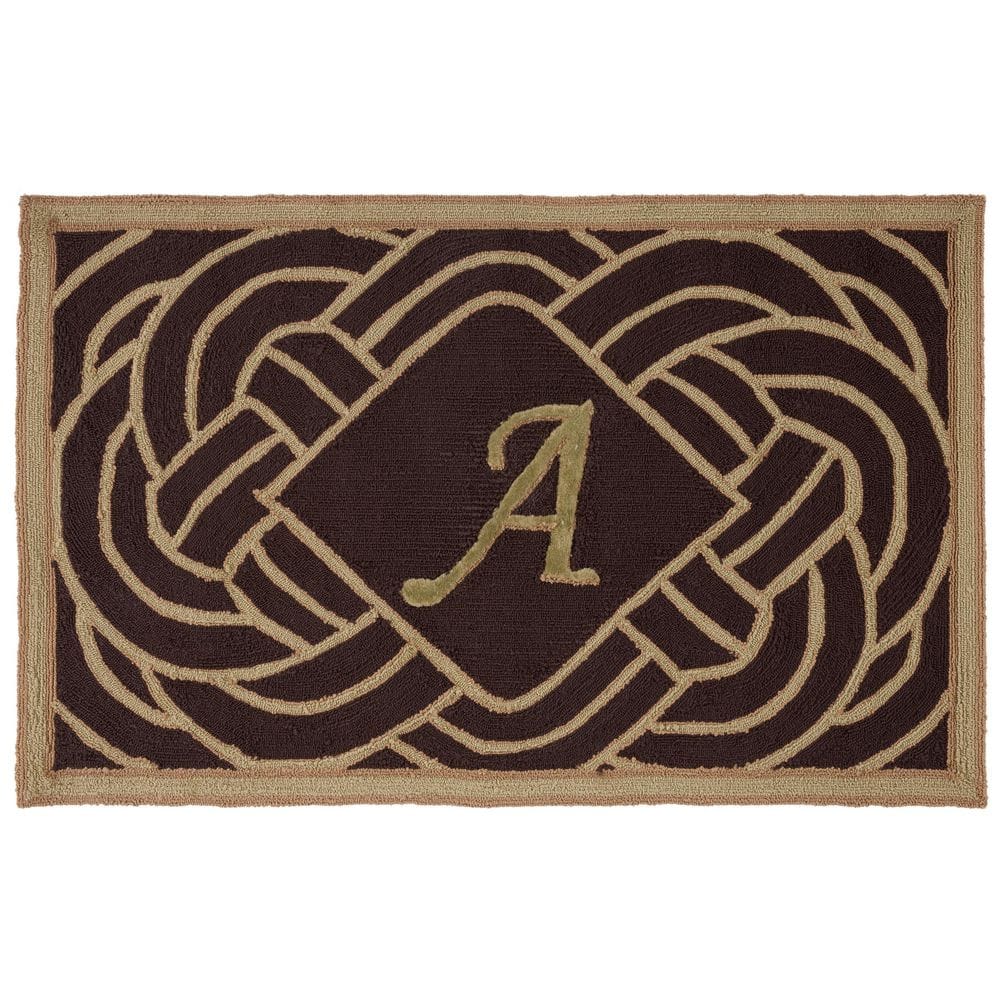 "Monogram Chocolate 3 ft. x 4 ft. ""A"" Ornate Swirl Indoor/Outdoor Area Rug" price history on PriceWatchPro