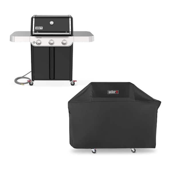 Genesis E-315 3-Burner Natural Gas Grill in Black with Grill Cover