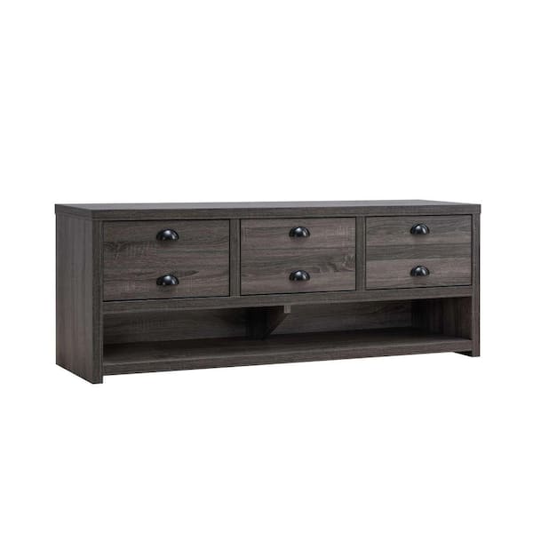 Benjara 60 in. Gray Wood TV Stand Fits TVs up to 65 in. 3-Drawers