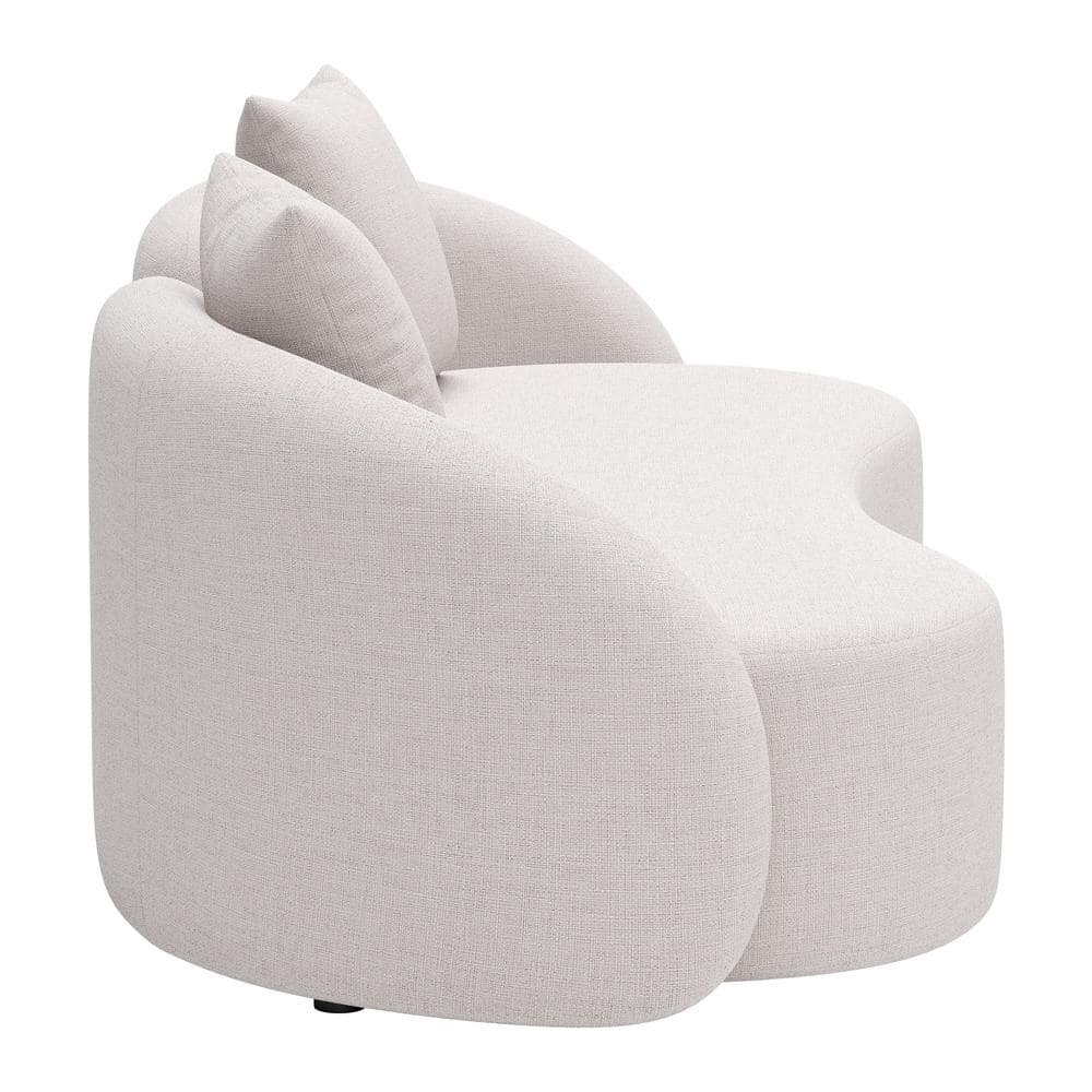 Beige Curved Three-Seat Outdoor Loveseat with Cushions