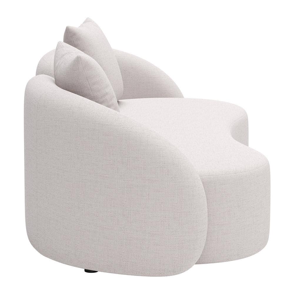 Beige Curved Three-Seat Outdoor Loveseat with Cushions