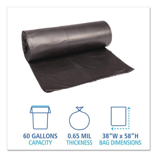 Heritage X-Liner Trash Bags, Super Heavy Duty, 60 gal, 2 mil - Black, 38 in  x 58 in - Simply Medical