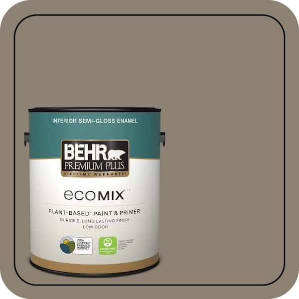1 gal. #720D-5 Mocha Accent Semi-Gloss Enamel EcoMix Plant-Based Interior Paint & Primer