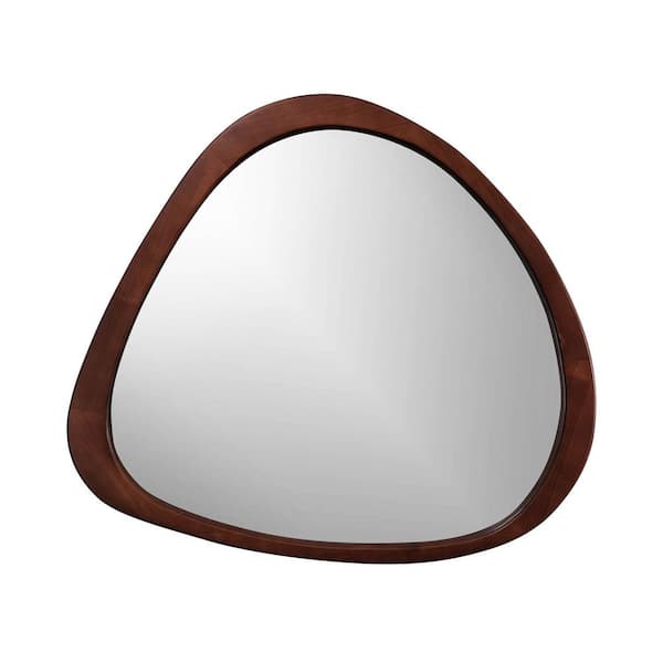 Undbranded Lusso, Asymmetrical Mid-Century Wood Mirror, Walnut 32 in. W x h35 in. H