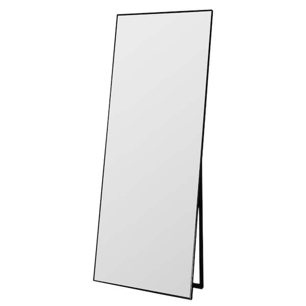 Unbranded 21 in. W x 64 in. H Modern Rectangle Oversized Black Metal Framed Full Length Standing Mirror