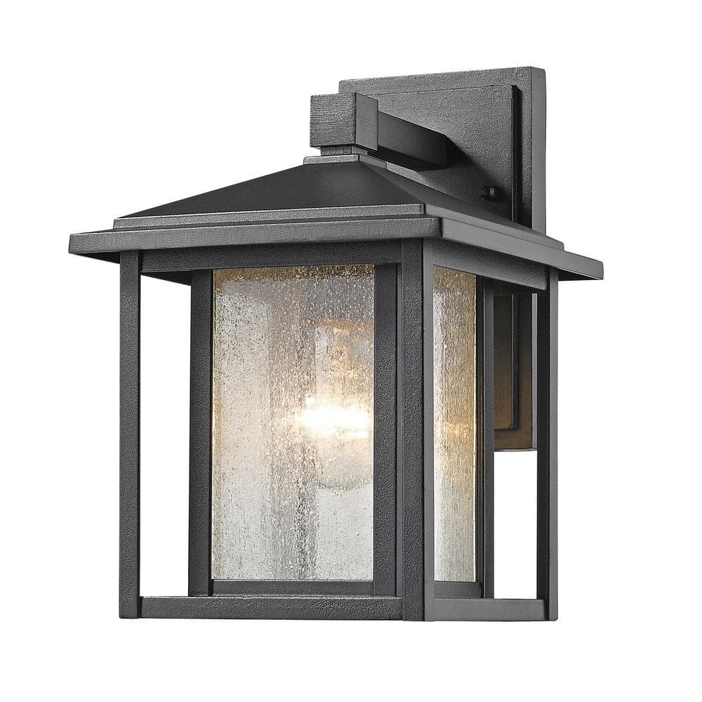 Aspen Black Outdoor Hardwired Lantern Wall Sconce with No Bulbs Included