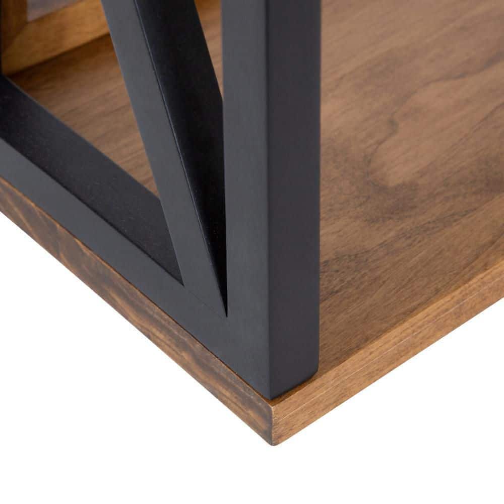 Rustic Brown and Black 3-Tier Floating Wood Wall Shelf