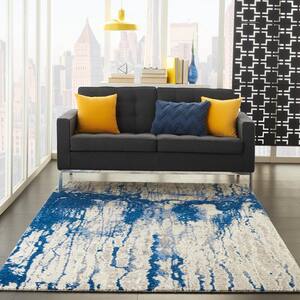 Twilight Ivory Blue 6 ft. x 8 ft. Abstract Contemporary Area Rug