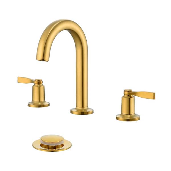 LUXIER Larko 8 in. Widespread 2-Handle Bathroom Faucet in Brushed Gold