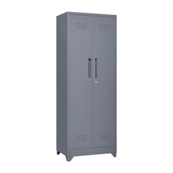 Tidoin 4-Tier 65 in. H Metal File Cabinet Locker in Gray with 2-Door