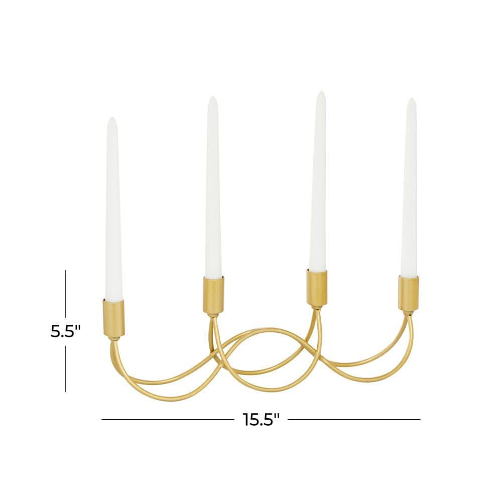 Gold Metal 4-Holder Arched Contemporary Candelabra