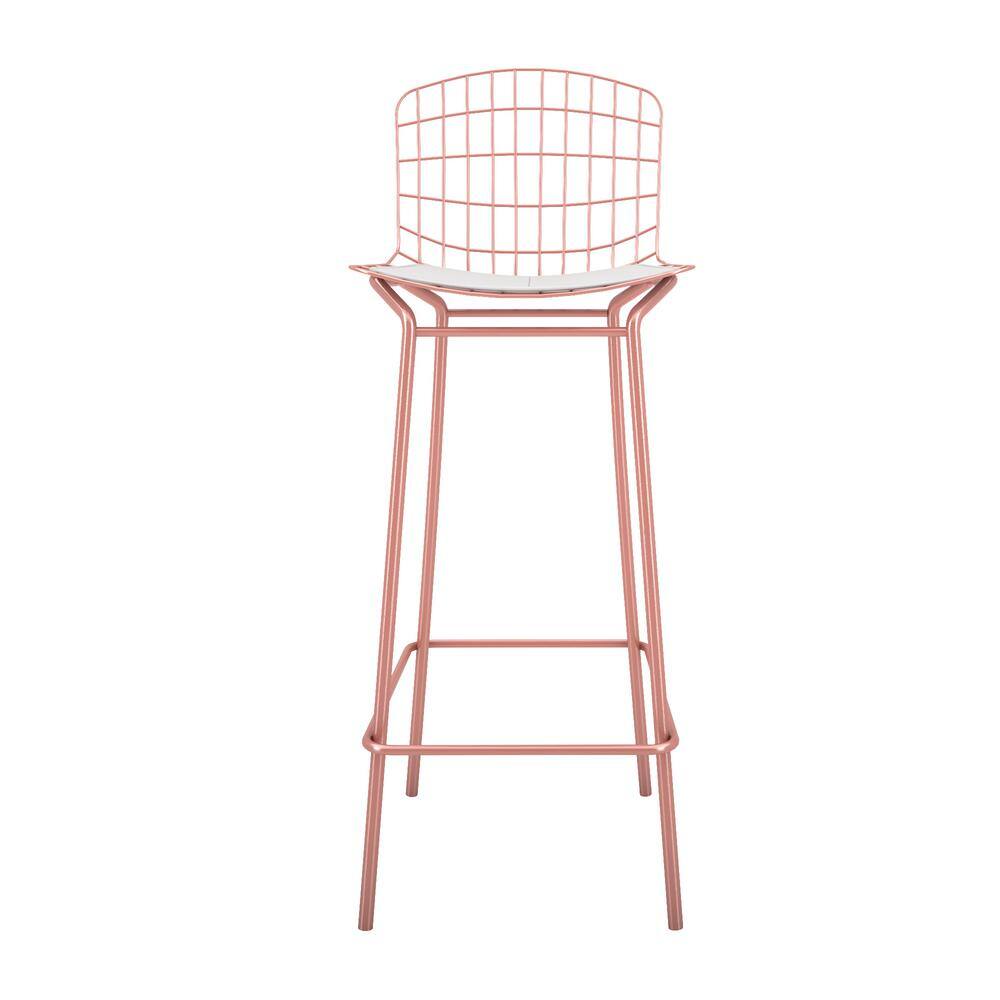 Madeline Rose Pink Gold and White Metal Leather Barstool 42"