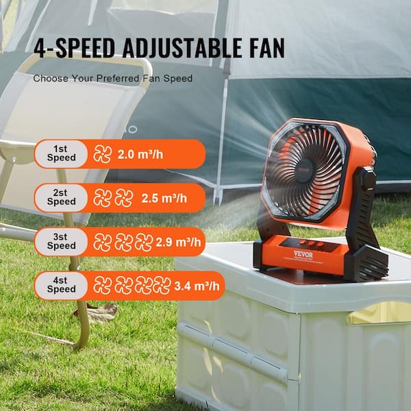 VEVOR Portable Fan Rechargeable 8 in. Battery Powered Fan with LED Lantern  4-Speeds Adjustable Portable Small Table Fan CDFSTS8YCF00WI7VAV9 - The Home  Depot