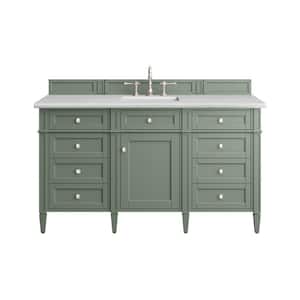 Brittany 60.0 in. W x 23.5 in. D x 33.8 in. H Bathroom Vanity in Smokey Celadon with Arctic Fall Solid Surface Top
