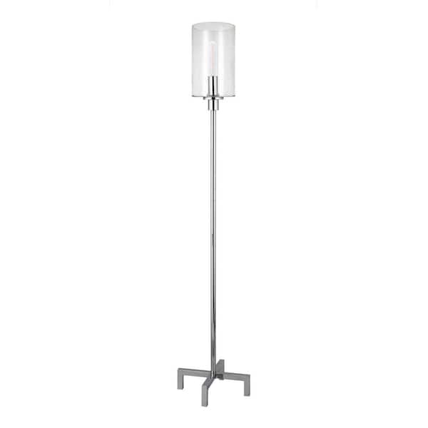 Meyer&Cross Panos 66-1/4 in. Polished Nickel Floor Lamp with Seeded Glass