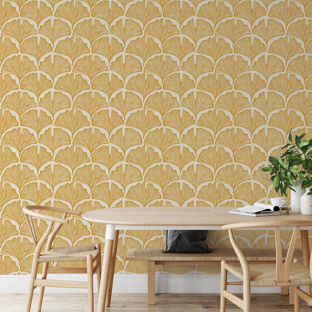 Golden Mustard Palm Self-Adhesive Removable Wallpaper Roll