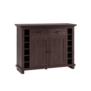 Home Source Mahogany Bar Cabinet with Stem Glass Placement