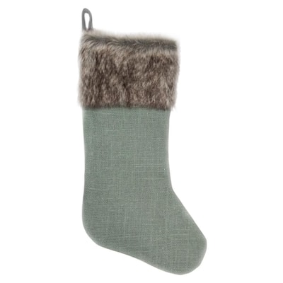 Anthroplogie Patterned Faux Fur Pale Green /& White Polka Dot Christmas Stocking