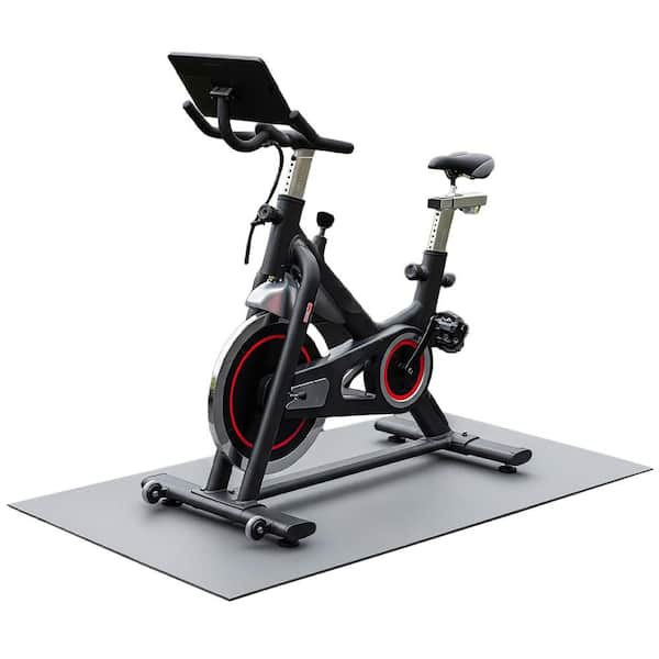 TFS-121 Gray - 48 in. W x 48 in. L - 0.2 in. Thick - Rubber Exercise Bike Mat - (16 sq. ft.)
