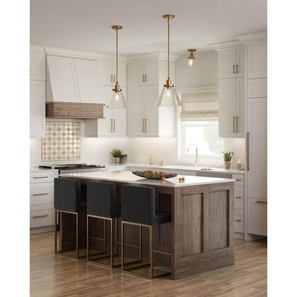 Hinton 1-Light Vintage Brass Seeded Glass Industrial Flush Mount Ceiling Light