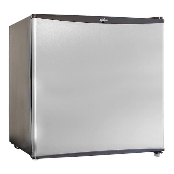 Koolatron Stainless Steel Compact Fridge with Freezer, 1.6 cu. ft.. (44L), Flat Back, Reversible Door