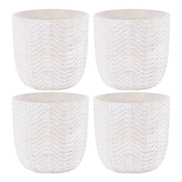 Unbranded 6.5 in. Ceramic Plant Pots with Drainage Holes, Ocean Waves (4 -Pack)
