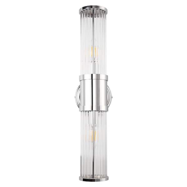 3 in. 2-Light Chrome Vanity Light Fixture with Sparkling Crystal Accents Versatile Bathroom Wall Sconce for Vanity