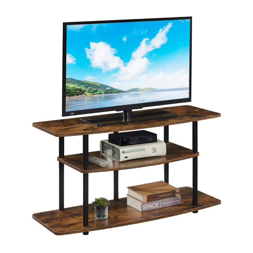 Barnwood & Black Modern 3-Tier Wide TV Stand