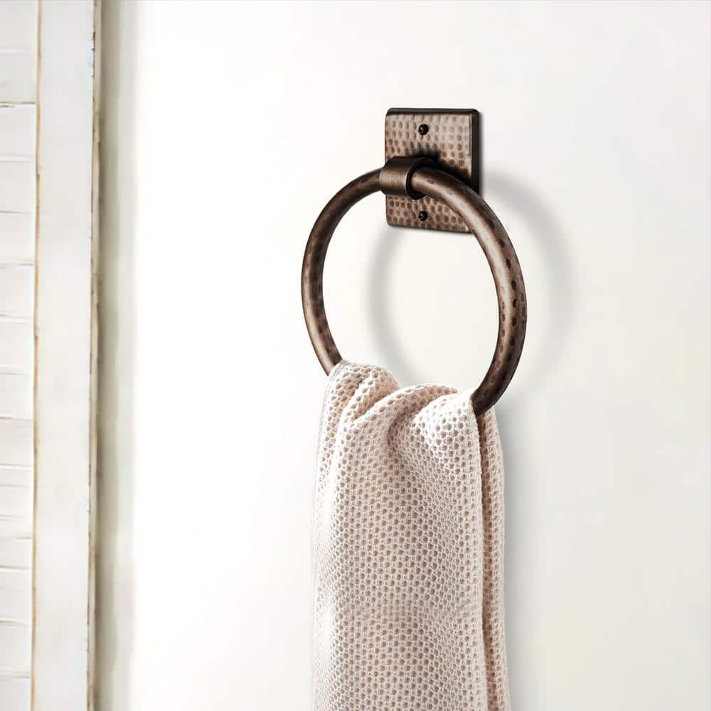 Antique Copper Hand Hammered Wall Mounted Towel Ring