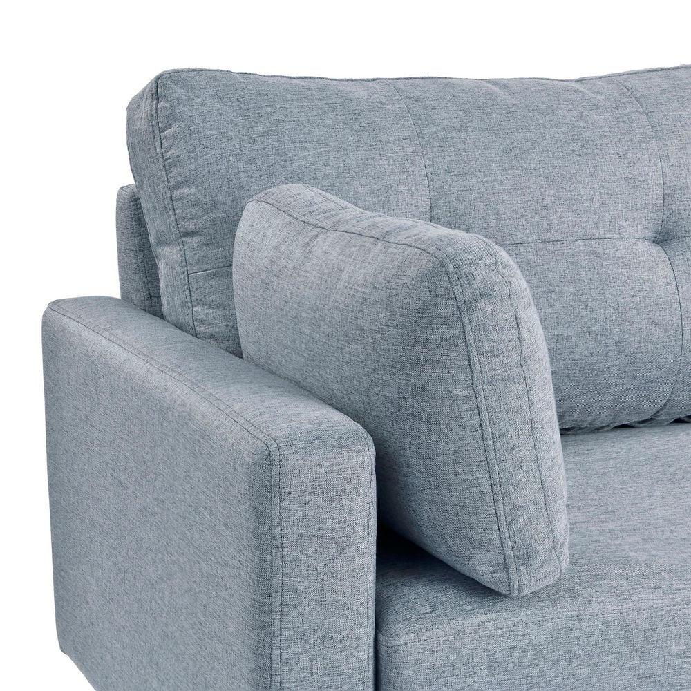Light Gray Tufted Fabric 2-Seater Sofa with Pillow Back