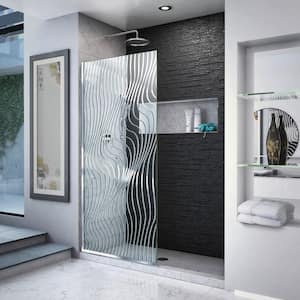 Platinum Linea Surf 34 in. W x 72 in. H Frameless Fixed Shower Screen in Polished Stainless Steel without Handle