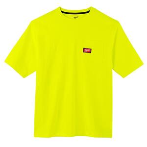 Men's X-Large High Visibility Heavy-Duty Cotton/Polyester Short-Sleeve Pocket T-Shirt
