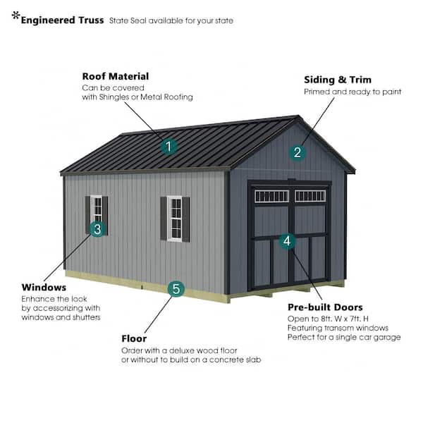Best Barns Dover 12 ft. x 20 ft. Wood Garage Kit with Floor 