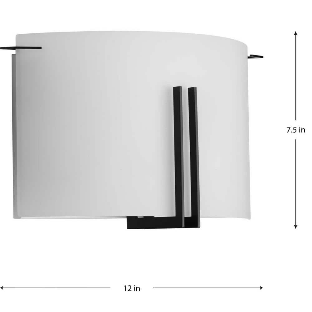 Modern Matte Black Glass Sconce with Etched Shade