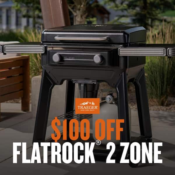 Traeger Flatrock 2-Burner Zone Grill, Propane Black Flat Top Griddle