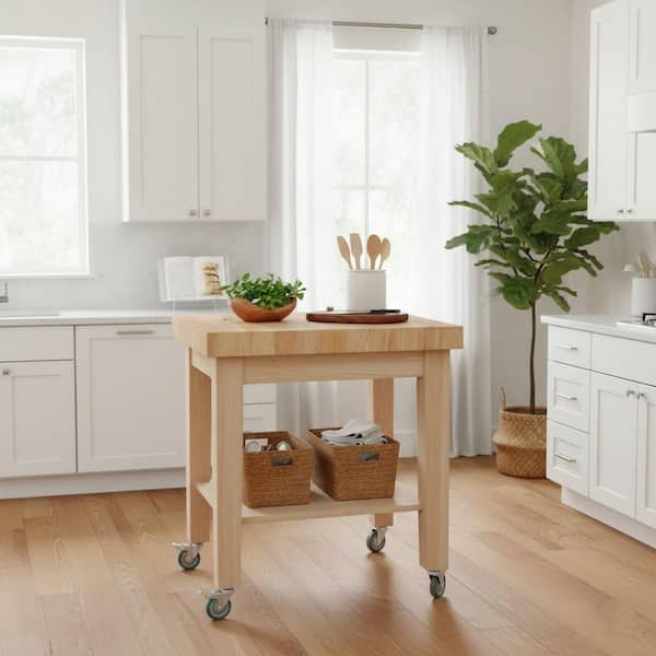Unfinished Kitchen Cart with Shelf