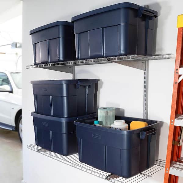 31 gal. Storage Tote Box in Dark Indigo Metallic (3-Pack)