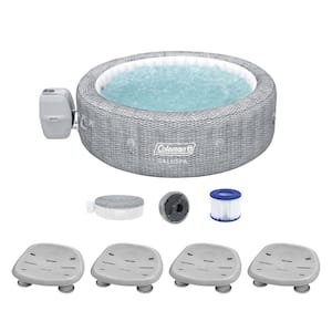 Sicily 4-Person AirJet Inflatable Round Hot Tub with 4 SaluSpa Seat, Gray