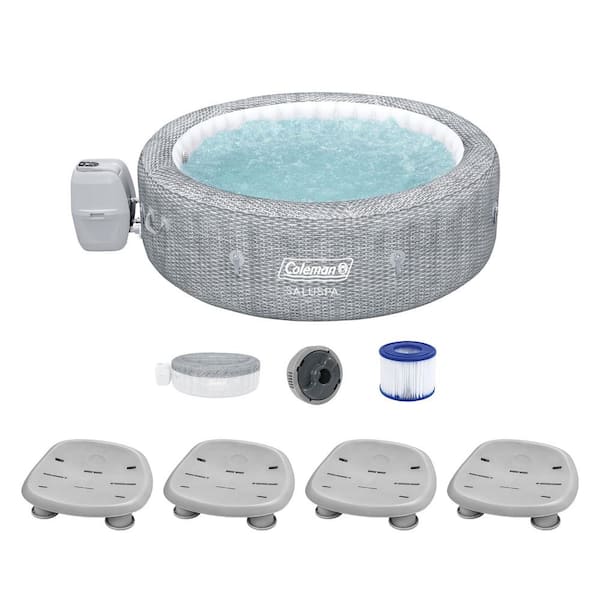 Bestway Sicily 4-Person AirJet Inflatable Round Hot Tub with 4 SaluSpa Seat, Gray