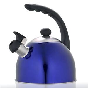 Rhapsody 2.1 Qt. (8.4 Cup) Stainless Steel Whistling Tea Kettle with Metallic Blue Powder Coating