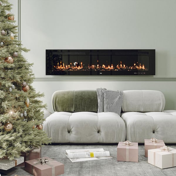 Flame 72 in. Wall-Mounted Automatic Constant Temperature Electric Fireplace Insert