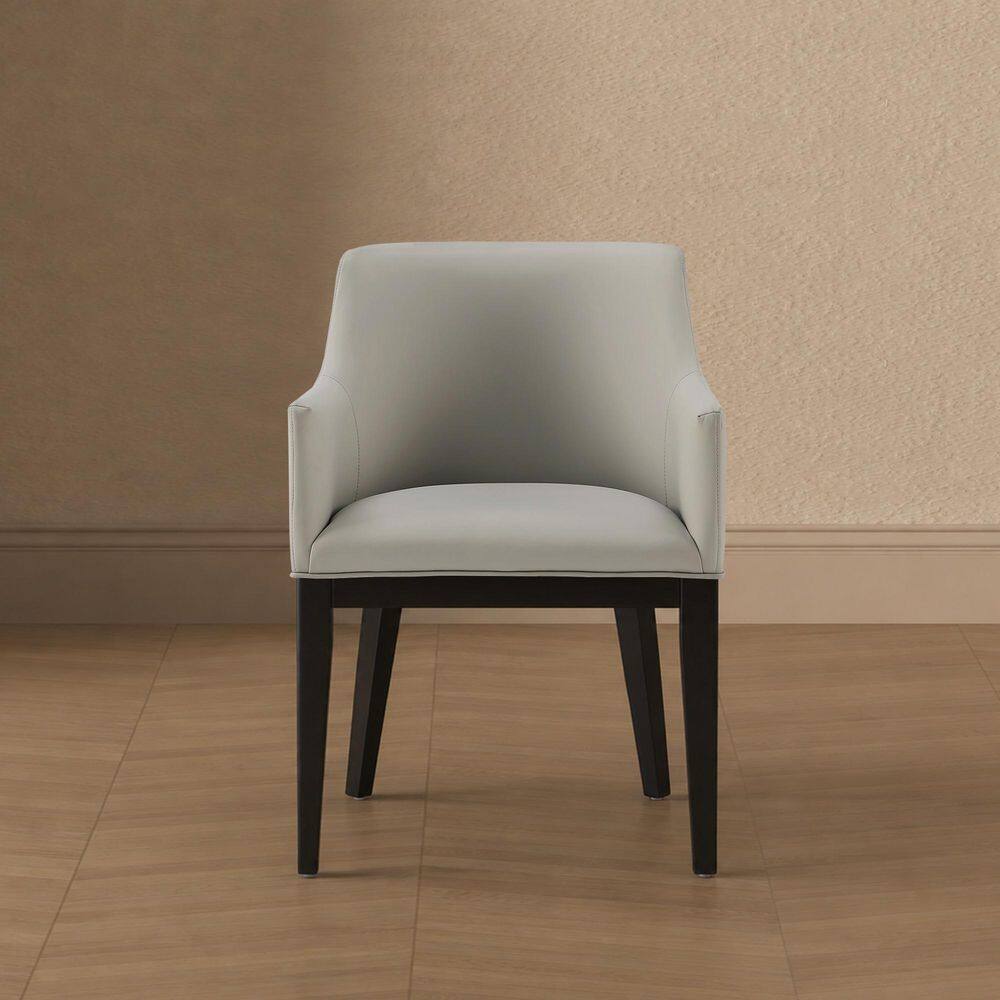 Gansevoort Modern Stone Grey Faux Leather Upholstered Dining Armchair